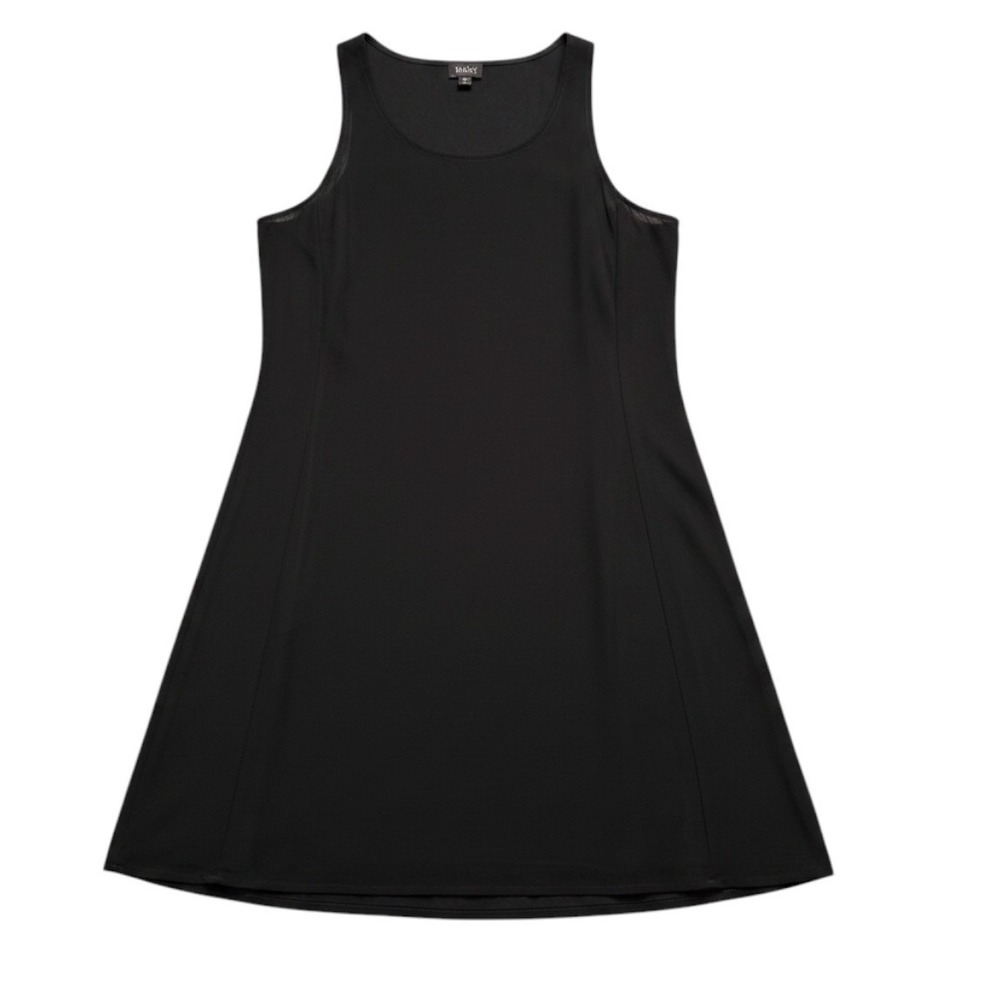 Eileen Fisher Black 100% Silk Sleeveless Shift A-Line Dress Medium Career‎